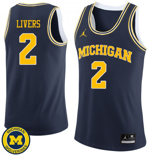 Mens Michigan Wolverines #2 Isaiah Livers Navy Player Basketball Jersey